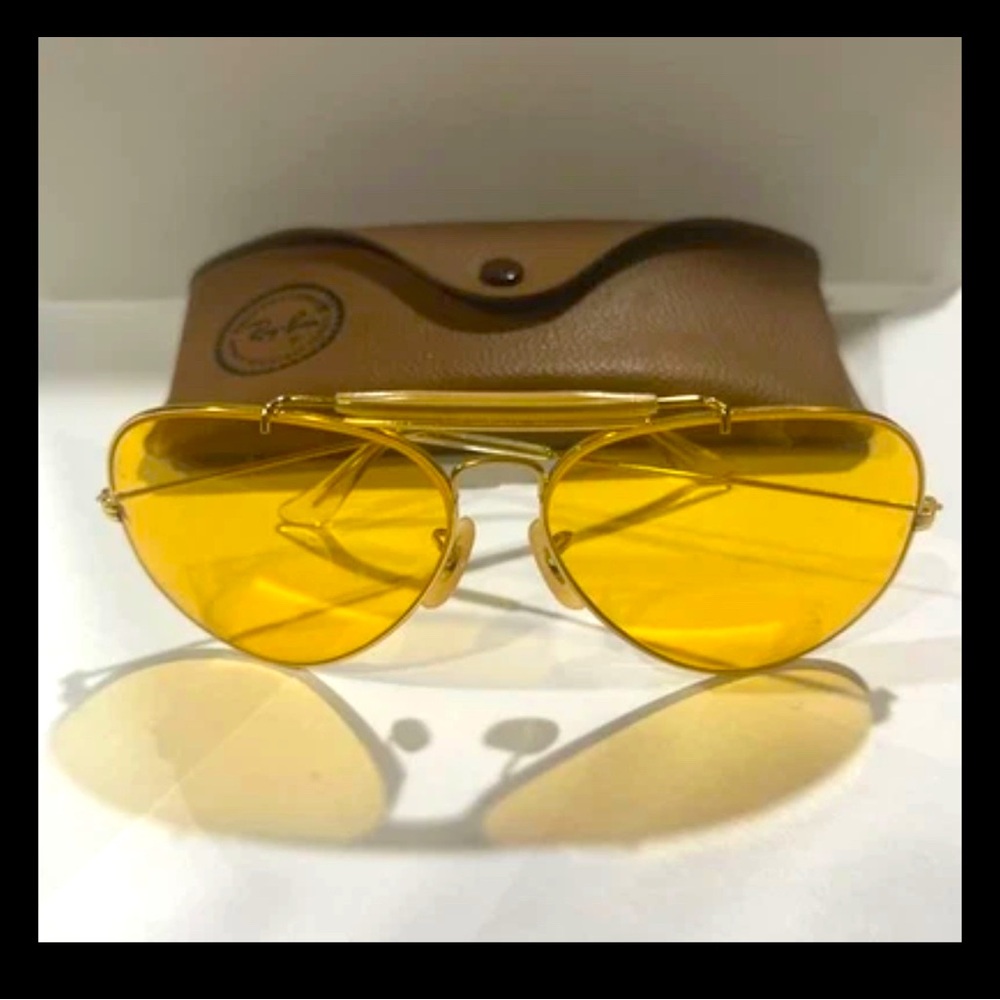 Ray-Ban Gold Frame Sunglasses with Yellow Lenses